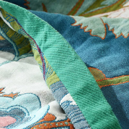 Trapunta in garza di cotone jacquard con motivo floreale a foglie - image 6