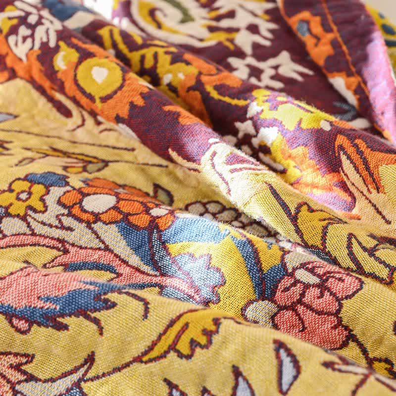 Trapunta in cotone jacquard floreale rosso retrò - image 6