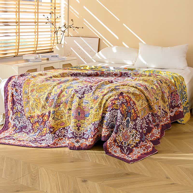 Trapunta in cotone jacquard floreale rosso retrò - image 3