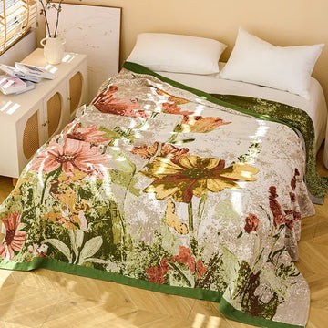 Trapunta in garza di cotone jacquard floreale impressionista - Matrimoniale - image 0
