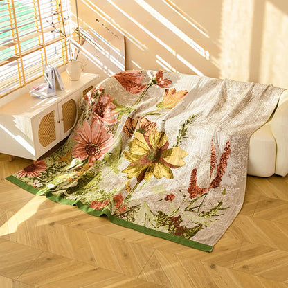 Trapunta in garza di cotone jacquard floreale impressionista - image 3