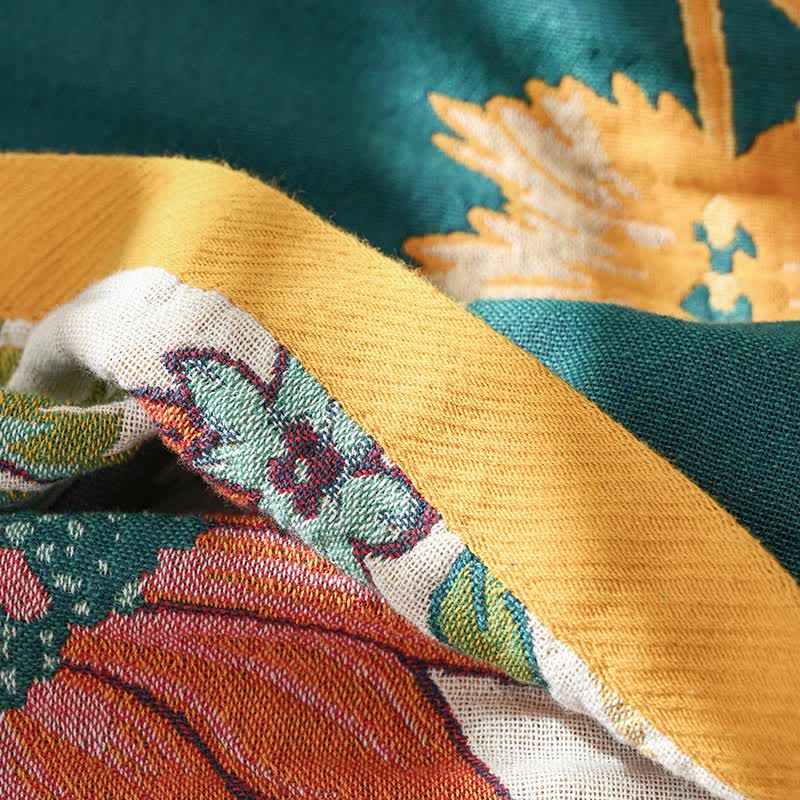 Trapunta in garza di cotone con fiori retrò in fiore - image 6