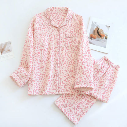 Completo da casa in cotone con stampa leopardata dai toni tenui - Rosa - XL - image 2