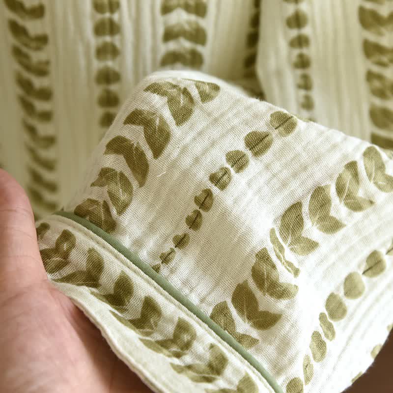 Completo da casa in cotone con stampa a righe a foglia di foglia - image 8