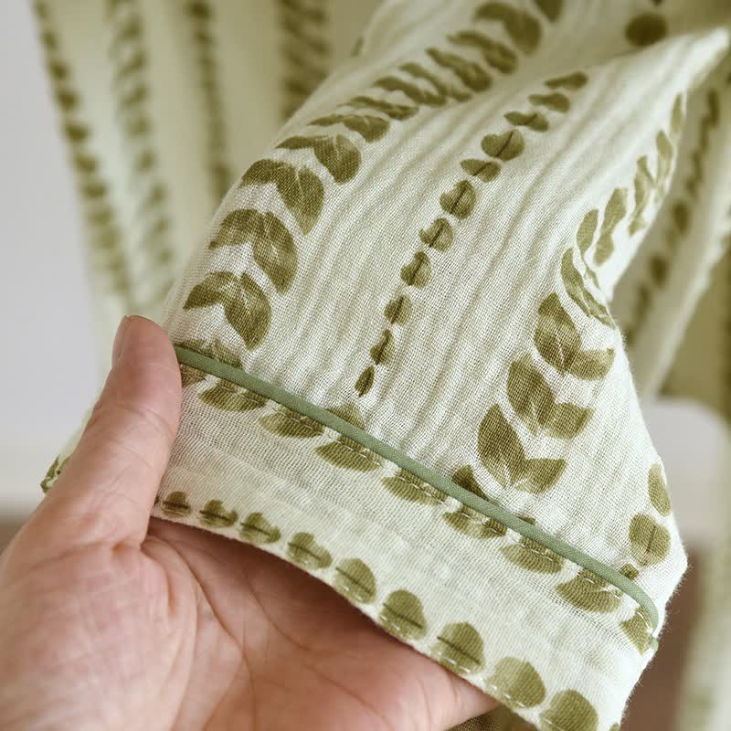 Completo da casa in cotone con stampa a righe a foglia di foglia - image 7