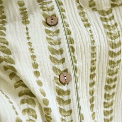 Completo da casa in cotone con stampa a righe a foglia di foglia - image 6