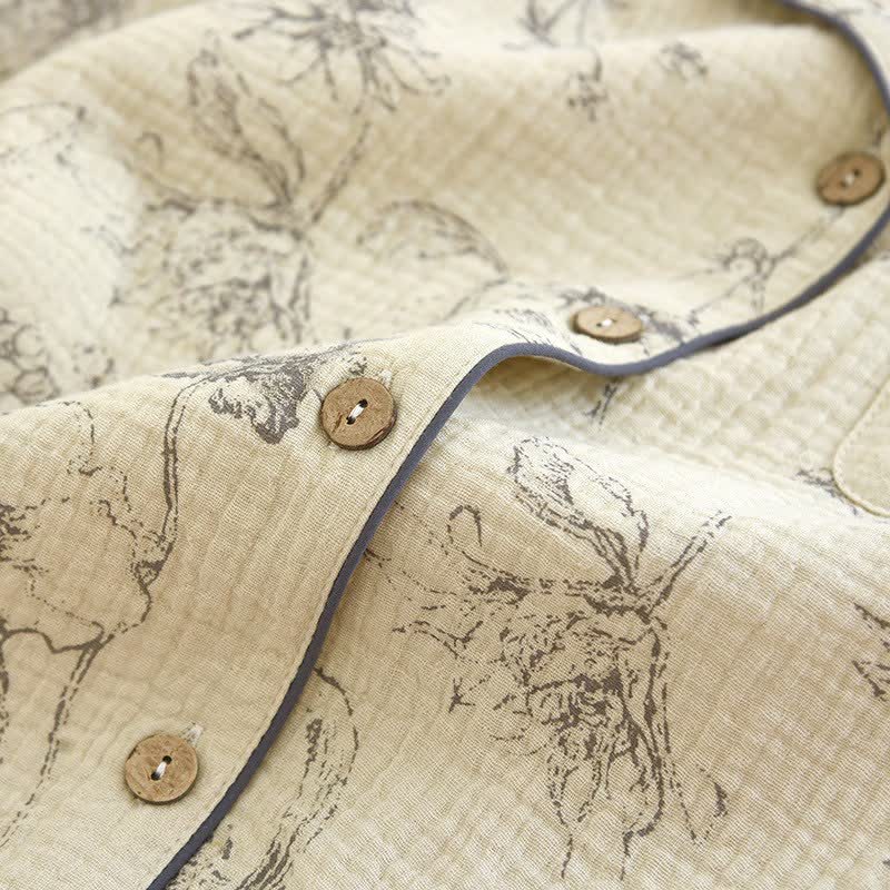 Elegante completo da notte in cotone floreale vintage - image 6