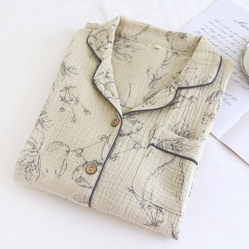 Elegante completo da notte in cotone floreale vintage - image 3