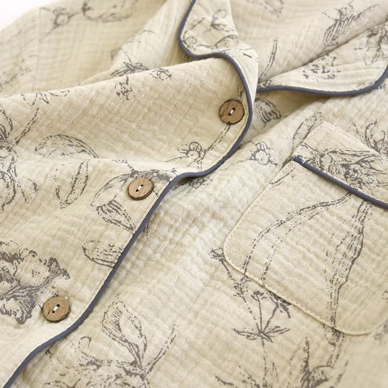 Elegante completo da notte in cotone floreale vintage - image 5