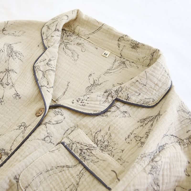 Elegante completo da notte in cotone floreale vintage - image 4