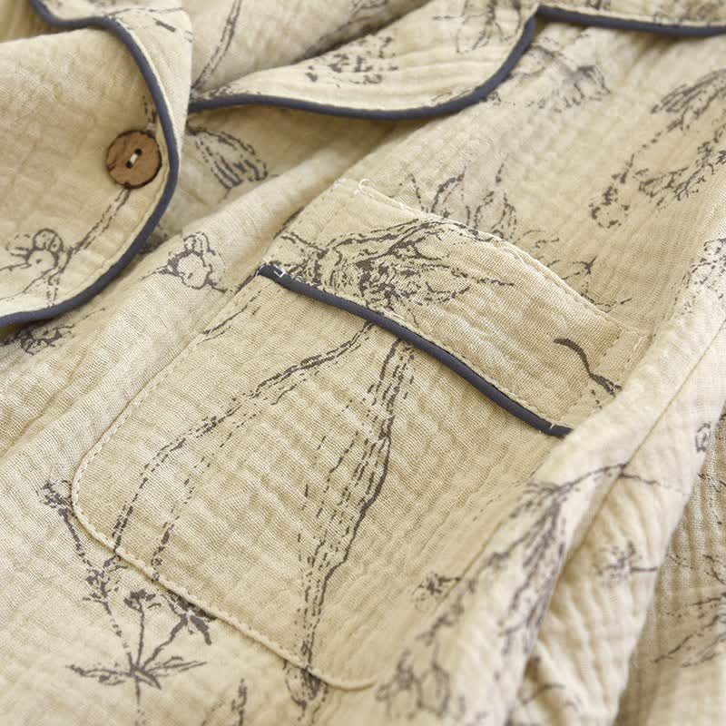 Elegante completo da notte in cotone floreale vintage - image 8