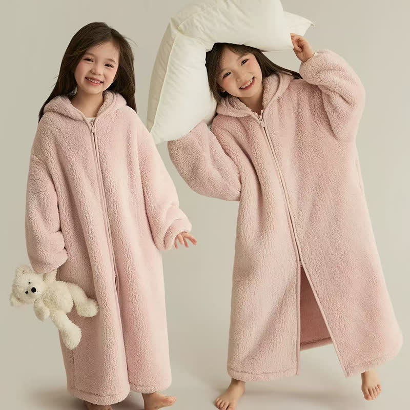 Accappatoio per bambini in peluche con cappuccio e cerniera - image 1