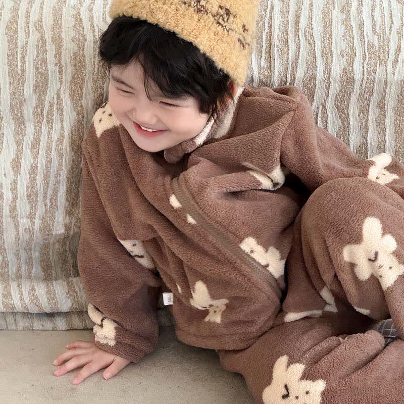 Completo da notte per bambini con cerniera e motivo a orsetto - image 2