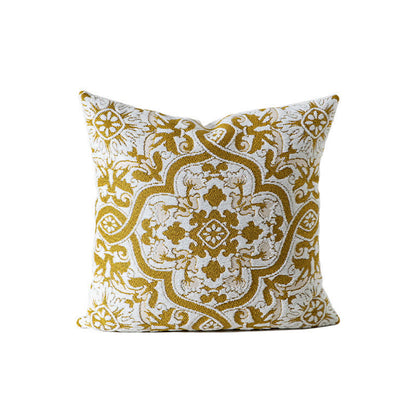 Federa per cuscino con medaglione tonale in jacquard - Giallo - 45cm x 45cm - image 4