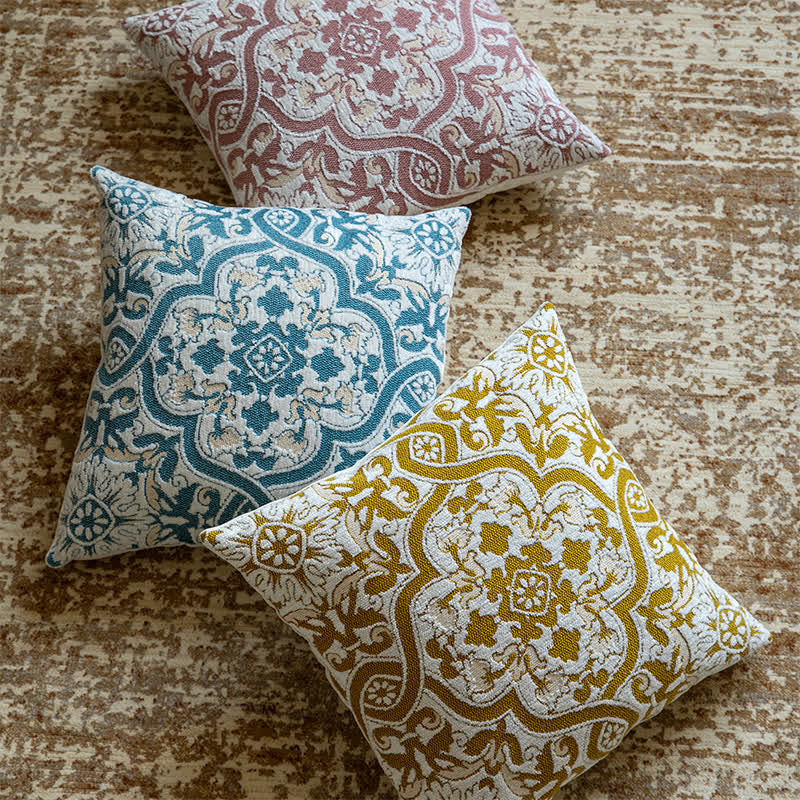 Federa per cuscino con medaglione tonale in jacquard - image 0