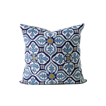 Federa per cuscino in ciniglia di ispirazione vintage - Blu - 45cm x 45cm - image 3
