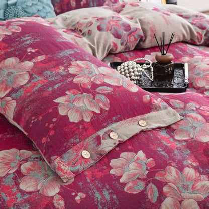 Set di biancheria da letto in cotone a doppia garza con fiori di pesco (4 pezzi) - image 5