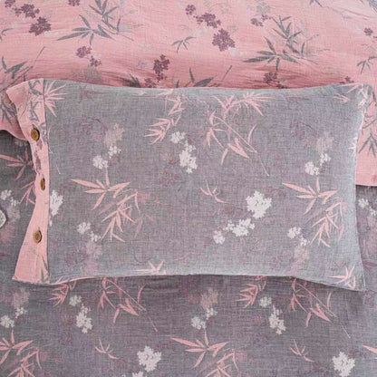 Set di biancheria da letto in cotone a doppia garza con foglie di bambù (4 pezzi) - image 5