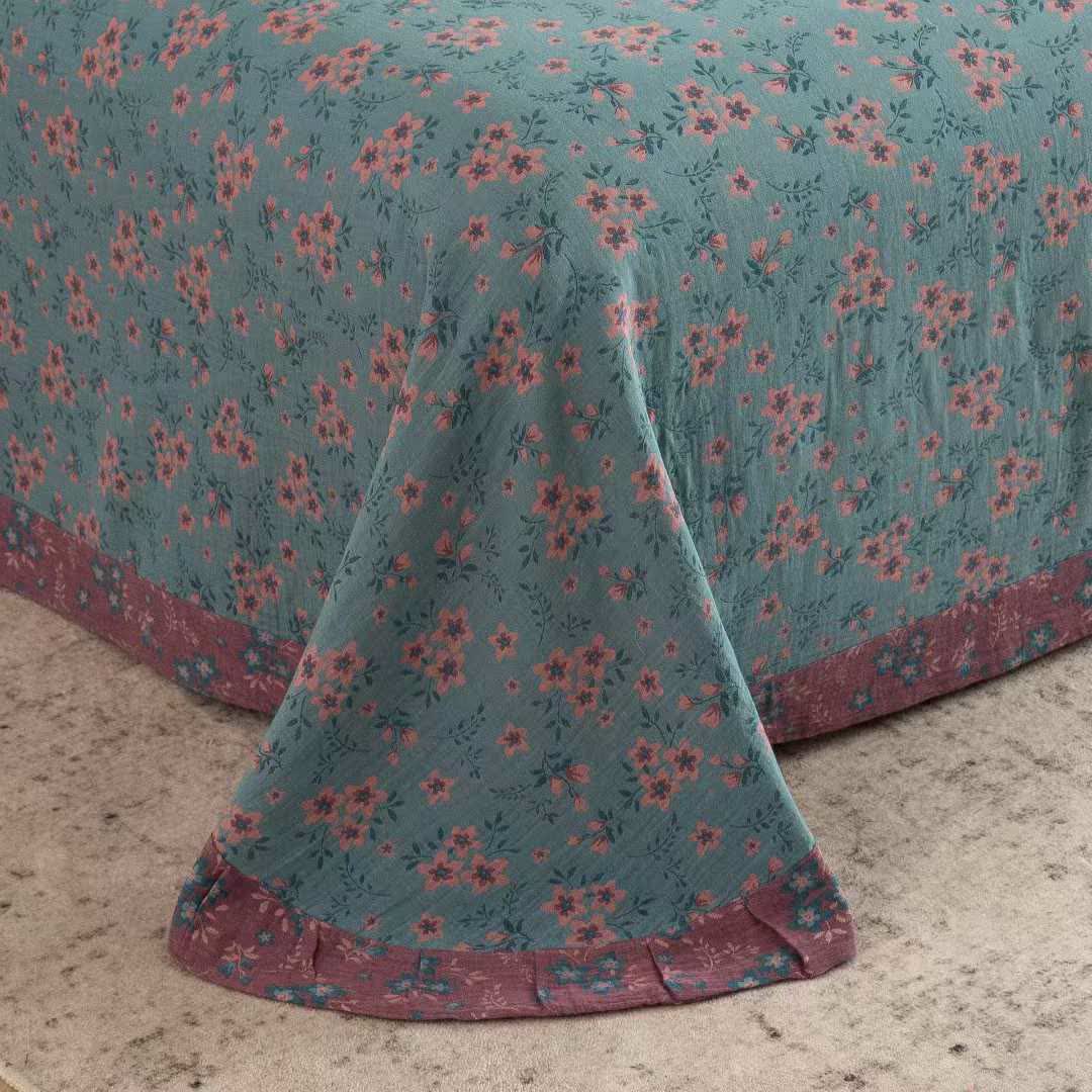 Set di biancheria da letto in cotone a doppia garza con motivo floreale rustico (4 pezzi) - image 7