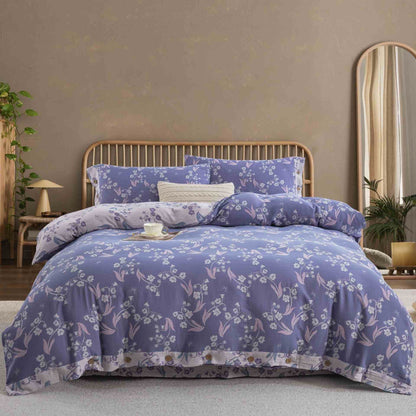 Elegante set di biancheria da letto in cotone a doppia garza floreale (4 pezzi) - Matrimoniale Grande - image 0