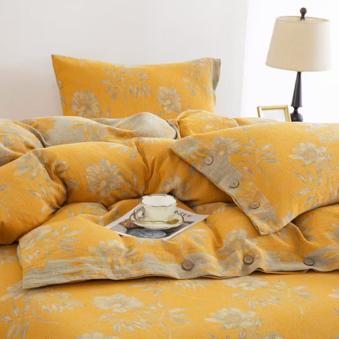 Set di biancheria da letto in garza di cotone con motivo floreale (4 pezzi) - image 3