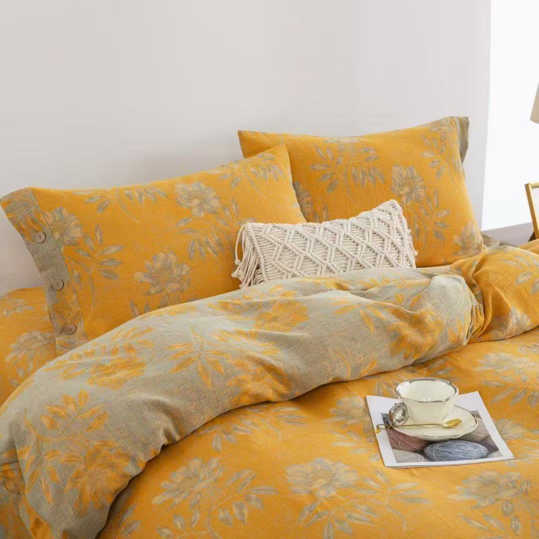 Set di biancheria da letto in garza di cotone con motivo floreale (4 pezzi) - image 2