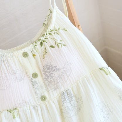 Pigiama in cotone con stampa a foglie e canotta - image 7