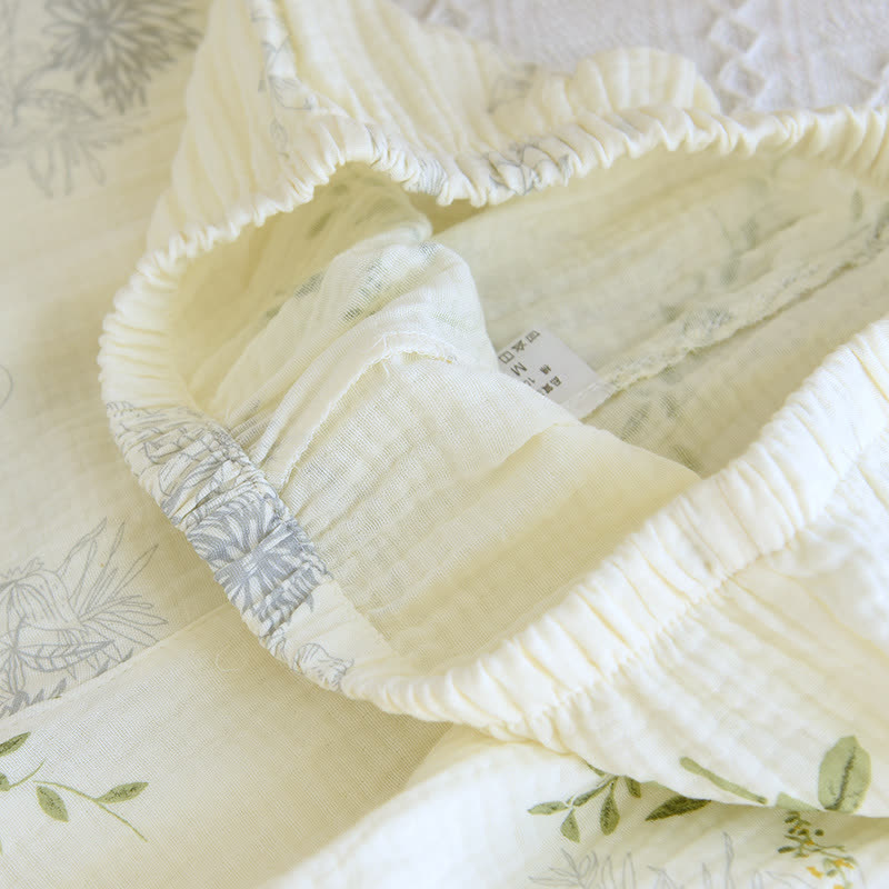 Pigiama in cotone con stampa a foglie e canotta - image 13