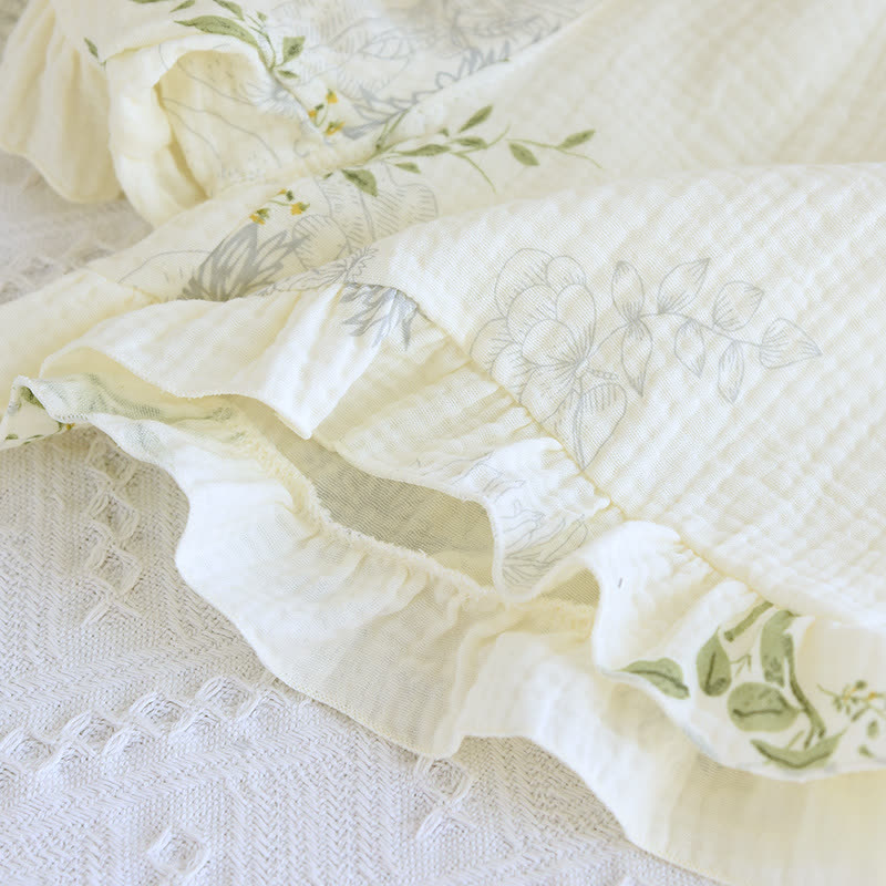 Pigiama in cotone con stampa a foglie e canotta - image 10