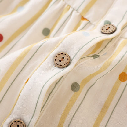 Pigiama in cotone con canotta a righe e pois - image 5