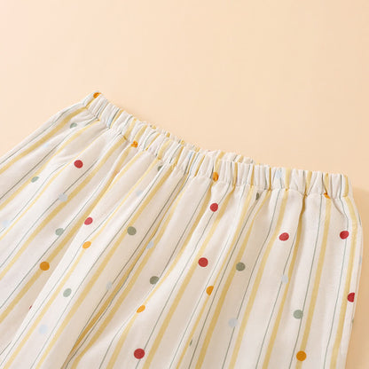 Pigiama in cotone con canotta a righe e pois - image 6