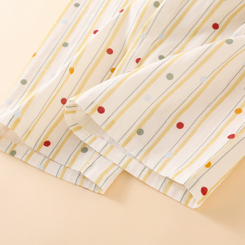 Pigiama in cotone con canotta a righe e pois - image 7