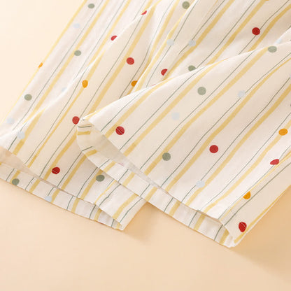 Pigiama in cotone con canotta a righe e pois - image 7