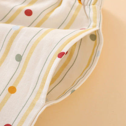 Pigiama in cotone con canotta a righe e pois - image 8