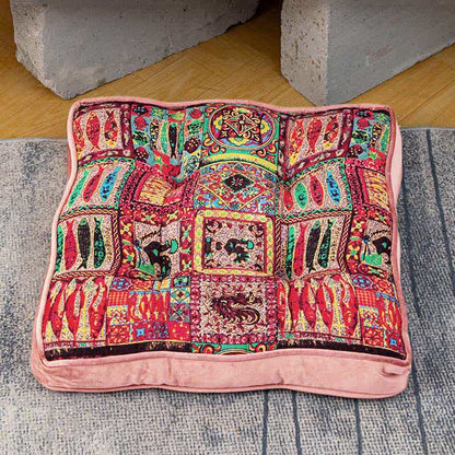 Cuscino per sedia da pavimento marocchino con cinghie di fissaggio - Marrone - 40cm x 40cm x 5cm"A - image 5