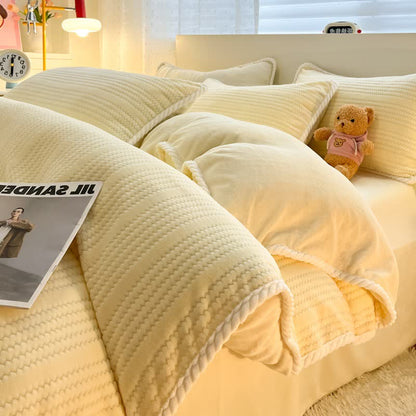 Set di biancheria da letto in peluche jacquard a righe ondulate - Giallo chiaro - Set di biancheria da letto - Matrimoniale Grande - image 5