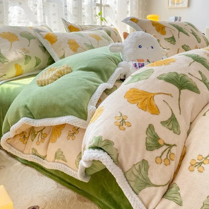 Set di biancheria da letto in peluche con foglie di ginkgo - image 3