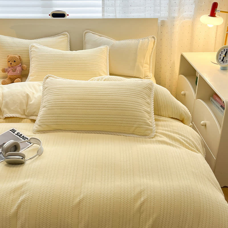 Set di biancheria da letto in peluche jacquard a righe ondulate - image 9