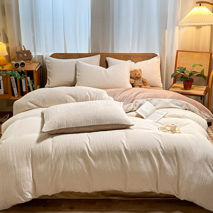 Set di biancheria da letto in peluche testurizzato a righe verticali (4 pezzi) - image 9