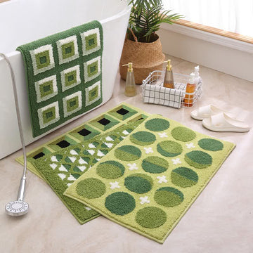 Tappetino da bagno antiscivolo in jacquard con motivo geometrico - image 0