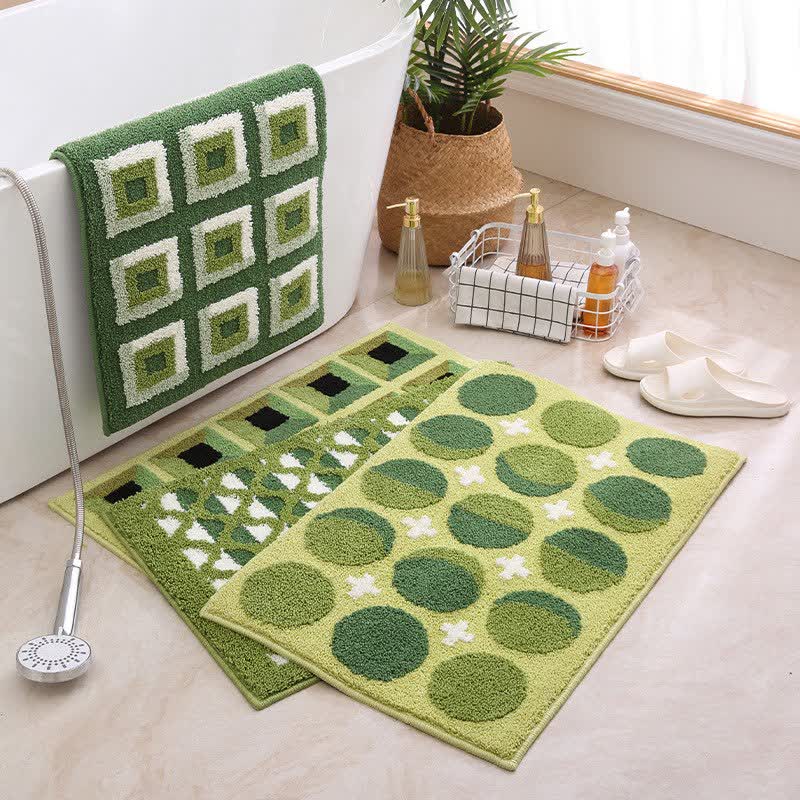 Tappetino da bagno antiscivolo in jacquard con motivo geometrico - image 0