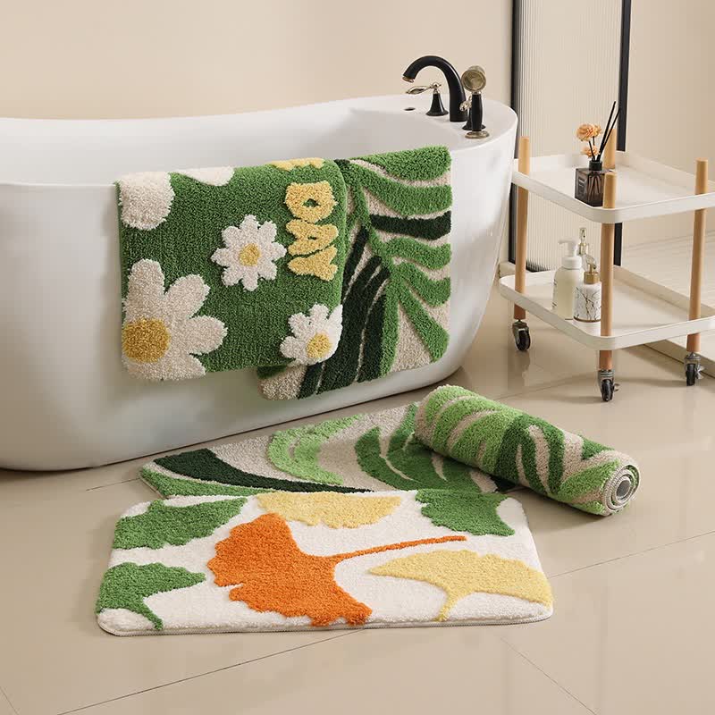 Tappetino da bagno antiscivolo con piante verdi - image 0