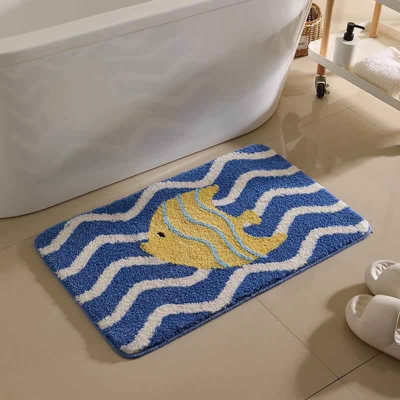 Tappetino da bagno antiscivolo con motivo animali dei cartoni animati - Pesci tropicali - 50CM x 80CM - image 1