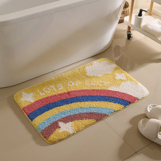 Tappetino da bagno antiscivolo con motivo a stelle arcobaleno - Giallo - 50CM x 80CM - image 0