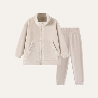 Completo da notte per bambini in peluche con cerniera - Beige - Bambino: 160 cm - image 7