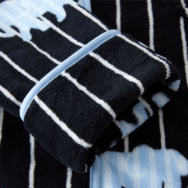 Accappatoio in peluche con cappuccio e bottoni a forma di elefante a righe - image 6