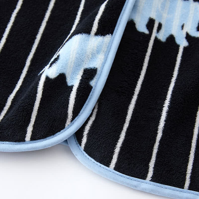Accappatoio in peluche con cappuccio e bottoni a forma di elefante a righe - image 7