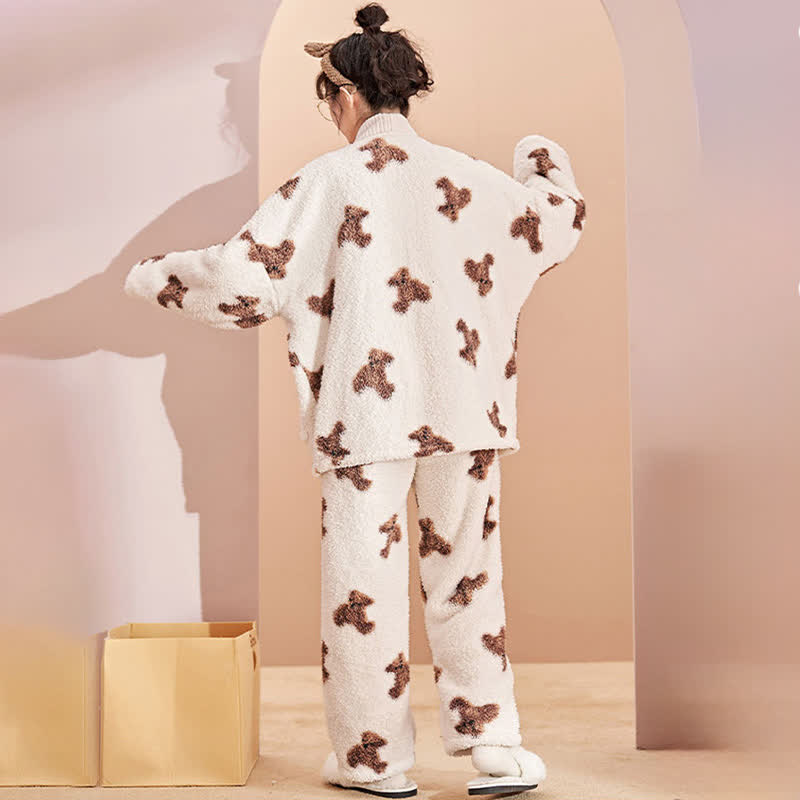 Set da notte in peluche con tenero orso e bottone - image 2