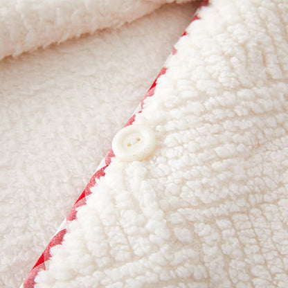 Accappatoio in peluche con cappuccio e bottoni a righe - image 10