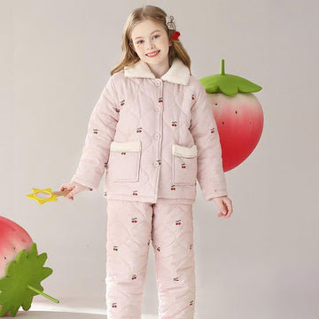 Completo da notte trapuntato per bambini con stampa di ciliegie - Rosa - Bambino: 170 cm - image 0